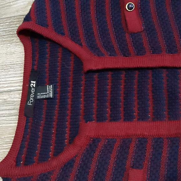 Forever 21 Knit 3/4 Sleeve Striped Cardigan Size Small - Picture 4 of 5